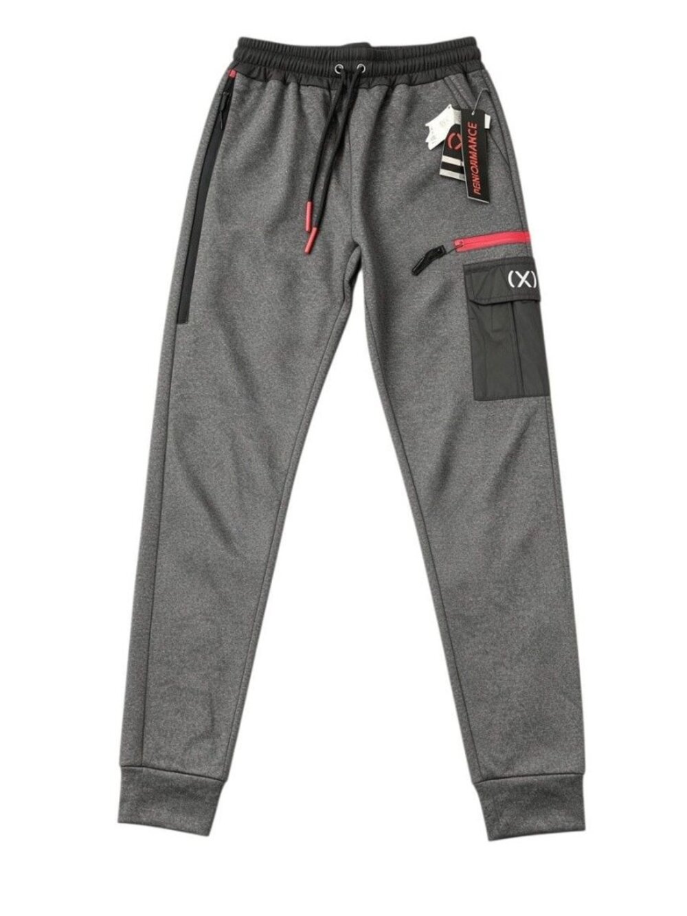 2(X)IST Mens Performance Joggers Small Black With Black & Red Accents Cargo NWT